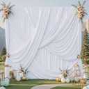 10ft×12ft White Backdrop Curtain for Wedding Parties, 2 Panels Wrinkle Free 12 FT Long Polyester Photo Backdrop Drapes Back Drop Cloth for Birthday Photography Background Party Backdrop Drapes