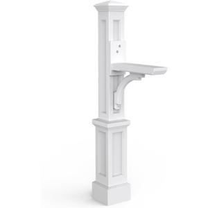 Mayne Newport Plus Mailbox Post with Standard Arm  Weather-Resistant, Durable Classic Design  Easy-to-Install Outdoor Mailbox Post (White)