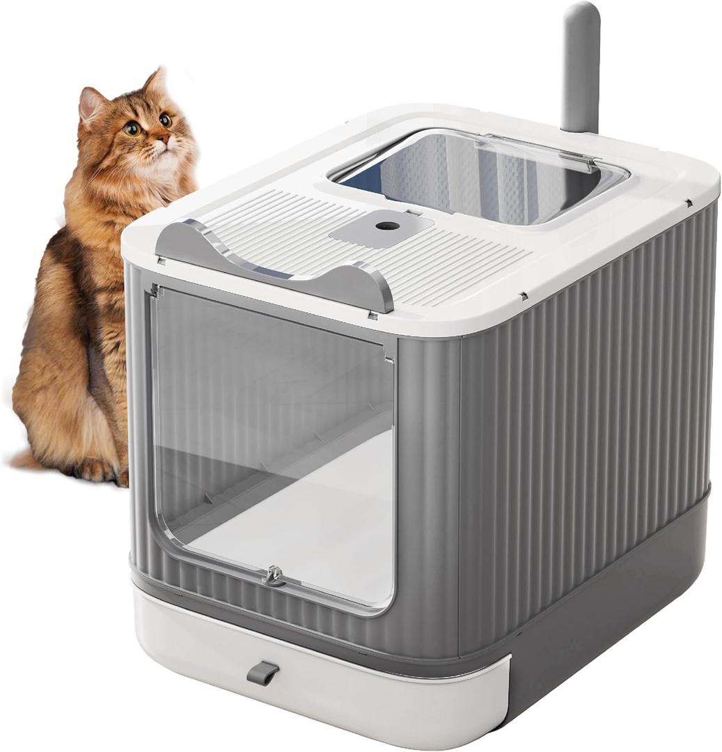 Fully Enclosed Cat Litter Box with Lid, Covered Litter Box Enclosure, Anti-Splashing Easy to Clean Kitty Litter Boxes with Drawer, 3 Modes, for Kitten and Cat up to 13 Lbs
