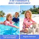 Gogokids Kids Float Swimsuit with Inflatable Armbands & 8 Removable Buoyancy Pads, UV 50+ Sun Protection float swim vest for Toddler 1-6 Years(22-44lbs), Back Zip Long Sleeve Swimwear for Pool & Beach, 100(3-4Y, 30-36lbs), Orange