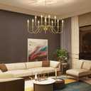 12 Light Gold Farmhouse Chandeliers for Dining Room Light Fixtures Over Table,Industrial Candle Hanging Chandelier for Living Room Foyer Staircase Bedroom Kitchen Island Restaurants, 12 Lights D37"