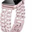 JR.DM Pink Watch Bands for Women Compatible with Apple Watch 38mm 40mm 41mm 42mm (S10/11) Adjustable Metal Band Cowboy Steel Chain Bracelet for iWatch Series1/2/3/4/5/6/7/8/9/10/11 SE 3/2/1 (No Case)