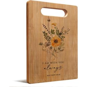 Christian Mother's Day Birthday Gifts for Women Faith Mom Grandma, Floral Christian Cutting Chopping Boards for Kitchen, Matthew 28:20 Bible Verse Decorative Bamboo Cutting Board
