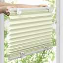 LazBlinds Tool-Free Cordless Pleated Shades with Suction Cups Light Filtering Top Down Bottom Up Pleated Blinds for Window Size 29" W x 64" H, Cream