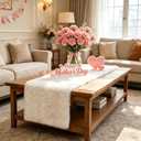 White Faux Fur Table Runner, 15'' x 72'' Wide Furry Dresser Runners for Bedroom, Living Room, Fluffy Coffee Table Decor, Dresser Cover Top, Spring Mother's Day Birthday Wedding Party Decor