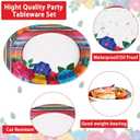 100Pcs Mexican Fiesta Party Plates 10" x 12" Large Disposable 400 GSM Heavy Duty Mexican Floral Stripes Oval Paper Plates Cinco De Mayo Decorations for Baby Shower Mexico Taco Party Supplies