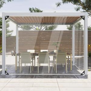 Clear Tarps Heavy Duty Waterproof, Transparent PVC Vinyl Tarpaulin with Grommets, Ropes, Reinforced Edge, Tear-Resistant, Anti-UV for Greenhouse, Patio, Garden, Porch, Pavilion, Outdoor (9.8 x 16.4Ft)