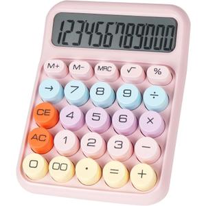 Mechanical Switch Calculator with Big Buttons, Calculators Desktop, 12 Digits, Large LCD Display, Desk Calculator, Cute Pink Calculators for Teachers Students Basic Office (Pink)