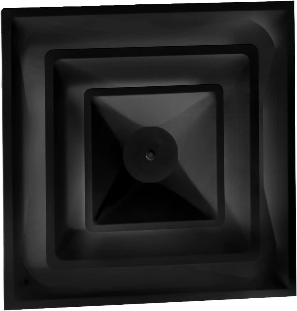 Drop Ceiling HVAC Supply Grille - for T-Bar Lay-in - 2 Coned - 24" x 24" - for 6" Vent Connection - Black