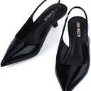 JENN ARDOR Slingback Heels for Women Low Heels Dress Shoes Kitten Pumps Dressy Heeled Sandals Wide Width Fashion Casual Shoes, 11 M