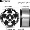 1.0 RC Beadlock Wheels Rims 12mm Hex 1/24 1/18 Aluminum Alloy Mud Slingers Hubs for 1:24 1:18 Rock Crawler Car Axial SCX24 FMS AX24 FCX18 FCX24 TRX4M 1.0" Tires 4PCS (Black)