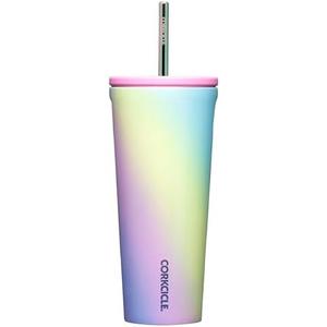 Corkcicle Cold Cup Insulated Tumbler with Lid and Straw, Rainbow Unicorn, 24 oz – Reusable Water Bottle Keeps Beverages Cold for 12hrs, Hot 5hrs – Cupholder Friendly Tumbler, Lid for Flexible Sipping