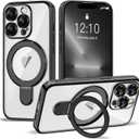 Compatible with iPhone 13 Pro Case with Invisible Magnetic Ring Stand [Compatible with Mag-Safe] [Full Camera Lens Protector] Plating Clear Phone Case for iPhone 13 Pro 6.1", Black