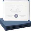 48 Pack Single Sided Award Certificate Holders - Bulk Certificate Holders for Graduation, Diploma, Employee Appreciation, Certification (fits 8.5x11, Navy Blue)
