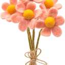Glaciart One Felt Flowers Artificial Bouquet - 5 pcs | Reusable, Washable and Essential Oil Ready Pastel Artificial Flowers w/Bendable Wire Stem | Great as Gift and Home or Event Decorations (Pale Pink)