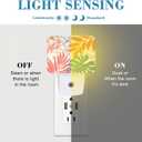Abstract Art Plant Night Light Plug into Wall, Leaves Lines Night Light with Dusk to Dawn Sensor for Kid Girls Boys Women Men Bedroom, Hallway, Kitchen, Bathroom, Stairs Decor