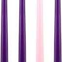 Mega Candles 4 pcs Unscented Christmas Advent Candles Set, Hand Poured Premium Wax Taper Candle 10 Inch x 7/8 Inch, Holidays, Occasions, Events, Festivities, Devotional, Church, Wreath, Party, Gifts