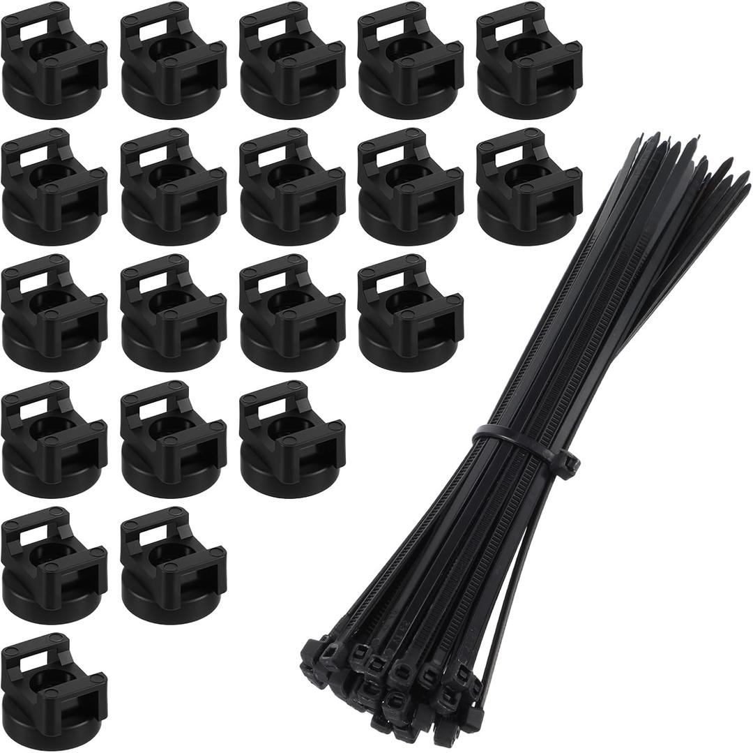 Magnetic Zip Tie Mount Multipurpose Cable Holder Cable Mount Magnets Magnetic Wire Management Bases with Heavy Duty Zip, Mount Nylon Ties in Total(100 Pieces,22 mm)