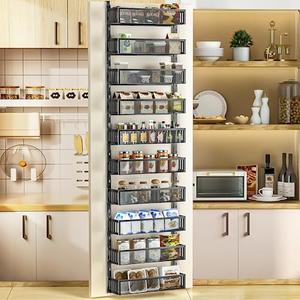 DAOTENGQL 10-tier Over The Door Pantry Organizer with Mesh Baskets, Adjustable & Stable Hanging Spice Rack for Kitchen, Bathroom, Bedroom, and Baby Essentials Storage (16" W 10-Tiers, Black) DAOTENGQL 10-tier Over The Door Pantry Organizer with Mesh Baskets, Adjustable & Stable Hanging Spice Rack for Kitchen, Bathroom, Bedroom, and Baby Essentials Storage (16" W 10-Tiers, Black)