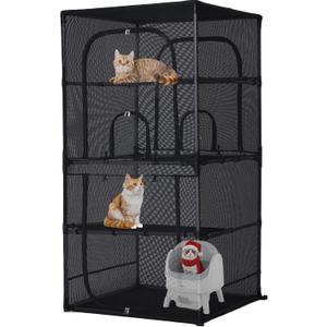 Rockever 4 Tiers Catio Outdoor Cat Enclosure, 61.4" Cat Cage with Window Acess, Indoor Outdoor Cat House for Multiple Cats, Large Cat Patio 6 Doors with Waterproof UV-Resistant Roof