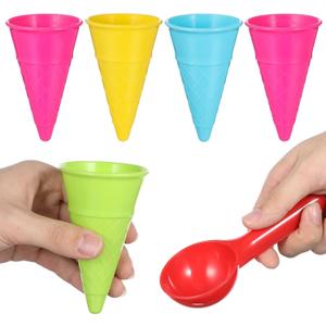 Toddmomy 6Pcs Ice Cream Sand Toys Set, Kids Beach Sandbox Scoop Cones for Toddler 3+ Sensory Bin Snow Water Table Outdoor Play