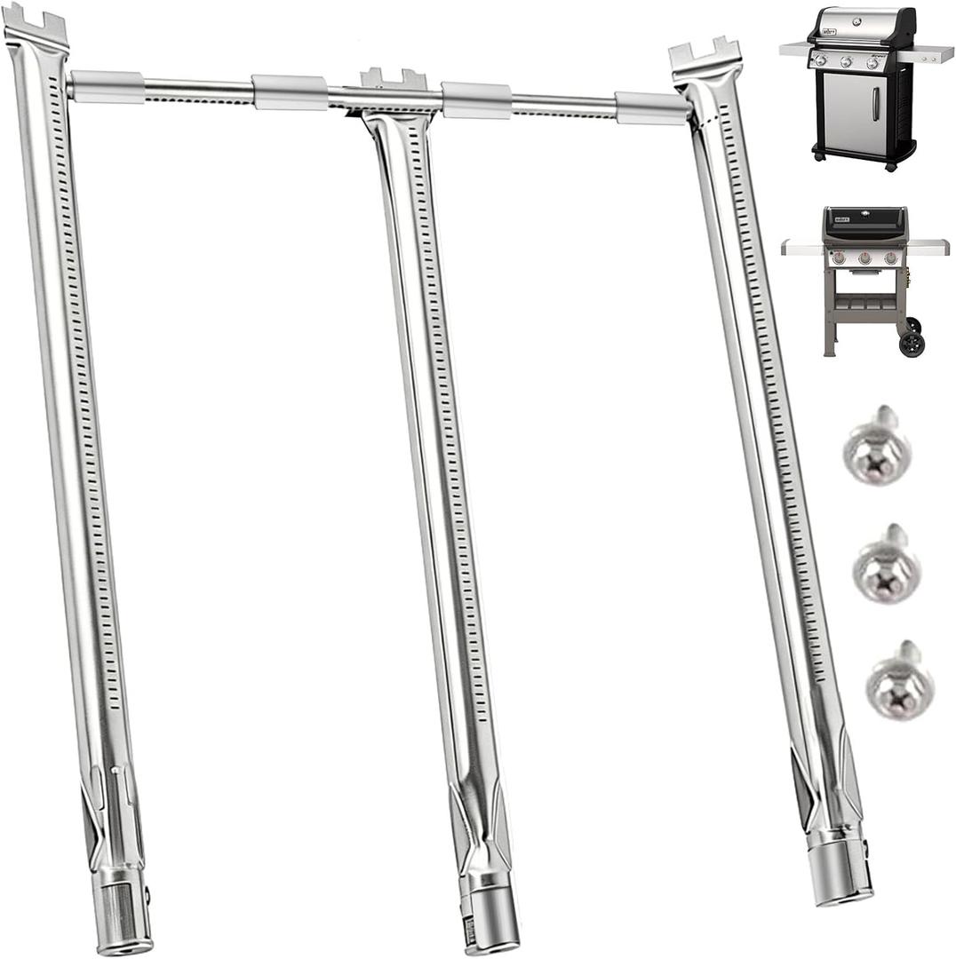 67025 Burner Tubes for Weber Spirit 2 Grill Parts GS4 Spirit II & I E310 E320 S310 S320, Replacement for Weber Spirit II Parts 67103 69787 68950 68951 69786, Crossover Tube 67279 69898,Stainless Steel