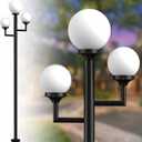 79'' Outdoor Post Lights Waterproof, Triple Head Street Light Pole Lamp for Outside,3Pcs 10W LED Bulbs Included, Waterproof Outdoor Post Light Fixtures for Garden/Yard/Patio/Driveway, Black-C