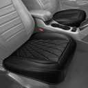 CAR PASS 2 Pack Leather Front Car Seat Covers, Bottom Seat Covers Full Wrapped with Storage Pocket, Anti-Slip Leather Seat Protectors,Waterproof Seat Cushion Pad Universal Fit Sedan SUV Truck, Black (Two Pieces Bottom, All Black)