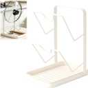 Kitchen Pot Lid Storage Rack, Pot Lid Holder With U-Shaped Vertical Slots, Multifunctional Kitchen Pot Cover Organizer for Countertop, With Removable Drip Tray for Stove Top (White)