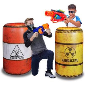 Barrels Inflatables Set, Combat Battlefield Compatible with Nerf, Laser tag, Water Gun, Dart Gun, Perfect for Boys and Girls Birthday Activities, Suitable fot Kids and Adults