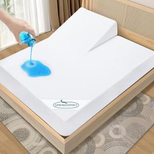 Split Top King Terry Mattress Protector Waterproof for 78''80'' up to 18'' Depth, Ultra Soft & Breathable Smooth Top Fitted Mattress Cover Skin-Friendly Machine Washable