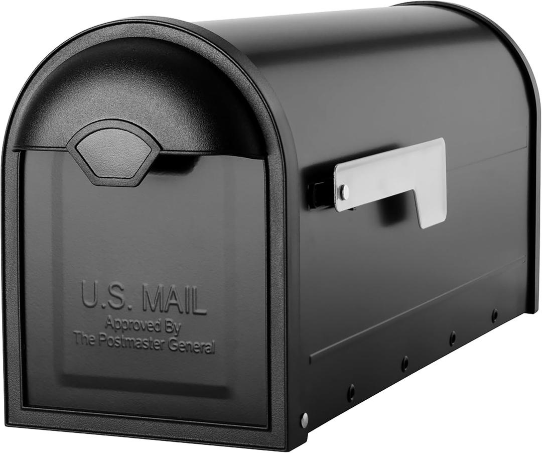 Architectural Mailboxes 8830B-10 Winston Nickel Flag Post Mount Mailbox, Medium, Black