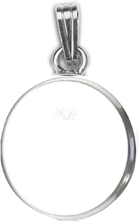 925 Sterling Silver Bezel Tray Pendant Bezel Cups fit 16mm Round Cabochons Setting for Necklace Jewelry Making