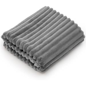 BEDELITE Baby Blankets for Boys Girls 30"x 40" - 3D Ribbed Jacquard Cute Fuzzy Fleece Blanket, Warm and Breathable Soft Cozy Infant Toddler Blanket for Newborn All Seasons Suitable, Grey