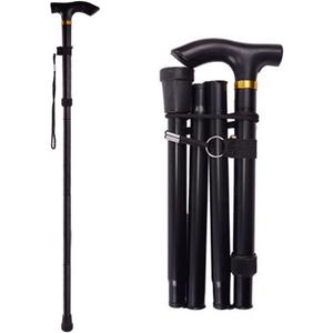 Collapsible Walking Cane for Women & Senior Men, Folding Lightweight Sticks for Seniors Balance, Adjustable Canes, Stick and Crutches for Adults, bastones para caminar Mujer & Hombre (BLACK)