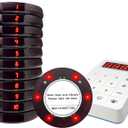 Restaurant Buzzer System, 10 Coaster Beeper Pager System with Buzzer, Customer Queue Pagers Set with Vibration, Flashing and Buzzer, for Food Truck, Church, Nursery