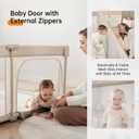 Foldable Baby Playpen,Portable Indoor & Outdoor Playpen for Babies and Toddlers,59”x79”Extra Large Play Pen with Gate,Collapsible Baby Fence with Travel Bag(Light Khaki)