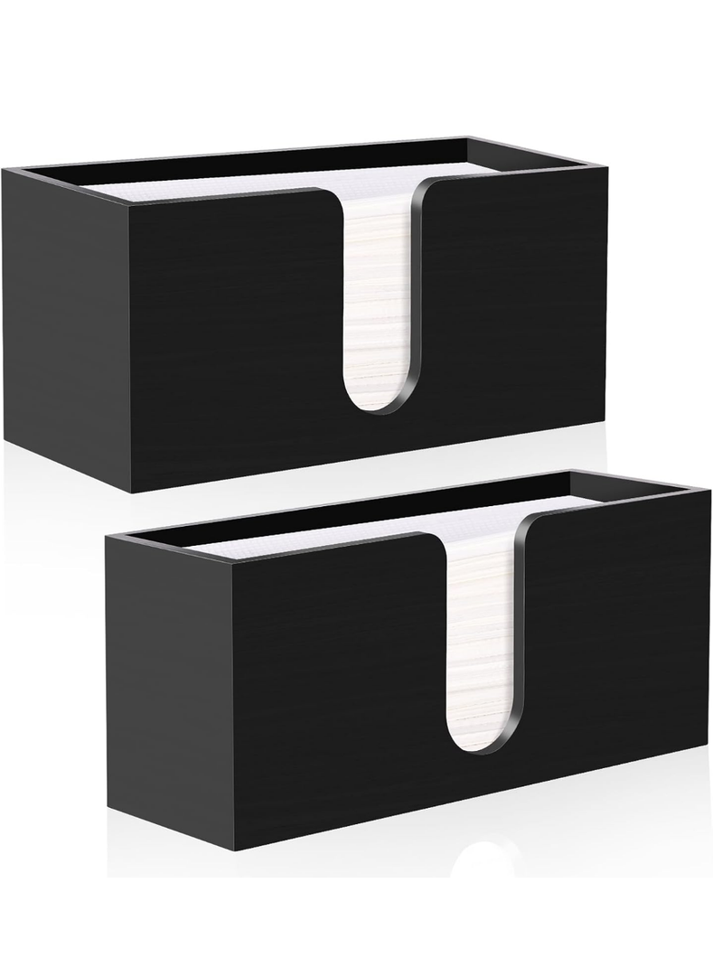 2 PCS Freestanding Tissue Dispenser C-Fold 5 mm Acrylic for Bathroom Kitchen Black