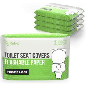 Toilet Seat Cover Paper Flushable (50 Pack) - XL for Adults and Kids Potty Training, 100% Biodegradable Travel Supplies Essentials for Public Restrooms, Airplane, Camping, Festivals