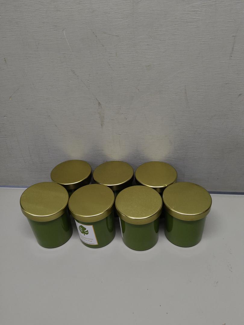 Sprayed Glass Candle W/Metal Lid Green 7 Pack
