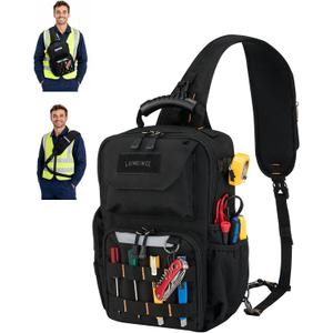Electrician Tool Chest Bag, Tactical HVAC 3-Point Harness Black