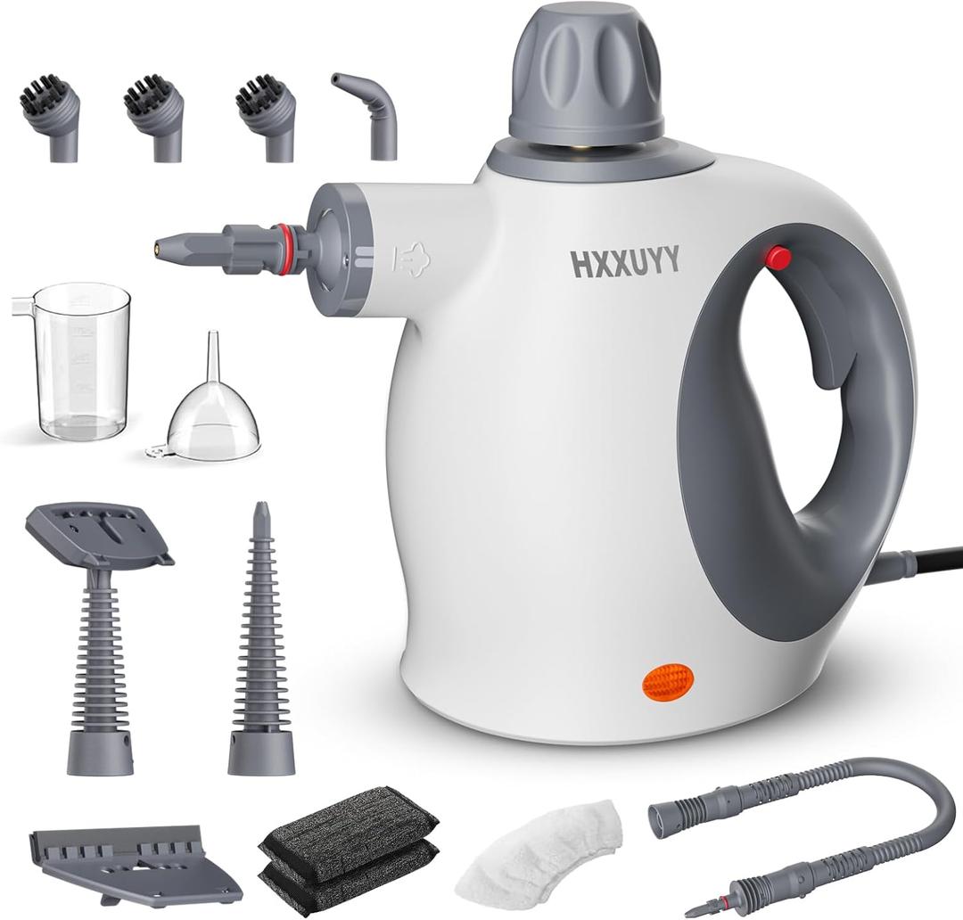 Multi-Surface Handheld Pressurized Steam Cleaner with 13 PCS Accessory Portable Steamer for Cleaning, Multipurpose Steam Cleaner for Home/Car/Bathroom/Grease/Upholstery/Floor/Grout and More (White)