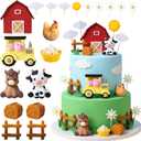 19Pcs Farm Animals Cake Topper Farm Animals Cake Decorations for Farm Themed Birthday Party Supplies