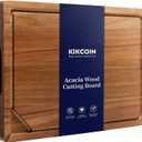 Kikcoin Acacia Wood Cutting Boards for Kitchen, Wooden Cutting Board, Chopping Board with Built-In Compartments and Juice Groove, Solid Charcuterie Board Serving Tray Wood Butcher Block, 17" x 11.8"
