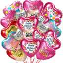 30Pcs Happy Mother's Day Balloons Set, 18'' 18pcs and 10'' 12pcs, Mom Balloons, Aluminum Foil Balloons for Mother's Day Decorations, Party Supplies and Grandmother's Birthday