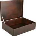 Brown Wooden Box Storage with Hinged Lid |