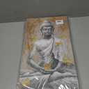 Yelash Buddha Statue Picture Decor Wall Art Canvas Painting Buddhism Sitting Zen with Gold Butterfly for Bedroom 16x32