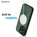 oakxco for iPhone 16 Pro Clear Case Magnetic Compatible with Magsafe, Girly Cute Slim Thin Mag Safe Phone Case for Women, Transparent Hard Shell Plastic & Silicone Bumper Camera Cover, Dark Green