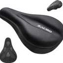 Zacro Bike Seat Cushion - Gel Padded Bike Seat Cover for Men & Women Comfort, Adjustable Velco Secure Bicycle Cushion Saddle, Fit with Peloton Bicycle, Indoor & Outdoor 11.4x7.6in (Black)