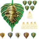 LOVENSPIRE Metal Leaf Ganesha Diwali Decor Wall Hanging for Home & Office Housewarming Return Gift Pooja Favor Ganesha Decorative Wall Hanging Showpiece (Green)